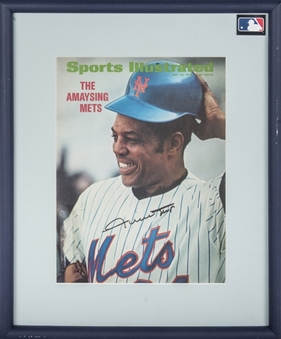 Willie Mays Signed 1972 Sports Illustrated Magazine Cover In 14x16 Framed Display (JSA)